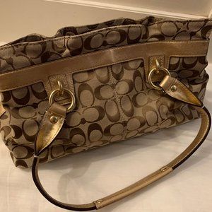 Gold and Tan Coach Classic C's Handbag